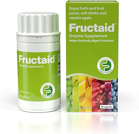 Fructaid - Suplemento Enzimático – 90 Cápsulas, para Desfrutar Novamente de Frutas, Sucos de Frutas, Refrigerantes e Doces, Suplemento Alimentar, Sem Glúten, Sem Lactose