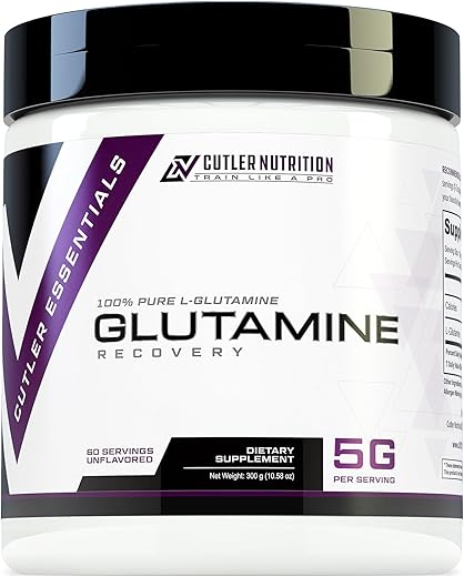 Cutler Nutrition - Cutler Essentials L-Glutamina Pura 100% para Recuperação Acelerada, Suporte à Massa Muscular Magra e Síntese Proteica Melhorada | Sem Sabor, 60 Porções