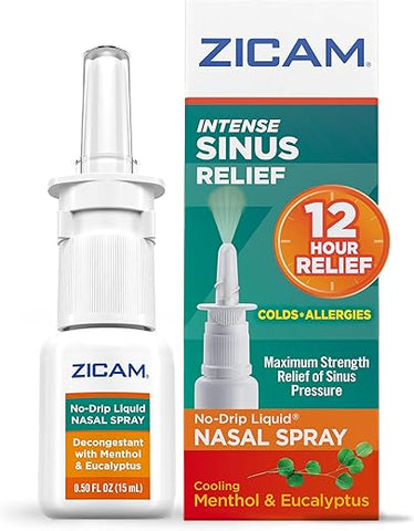 Spray Nasal Líquido No-Drip Intenso Alívio Sinusal com Mentol Refrescante – 30ml - Zicam
