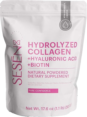 Colágeno Hidrolisado Ácido Hialurônico Biotina em Pó (Rosa) 500g - SESEN