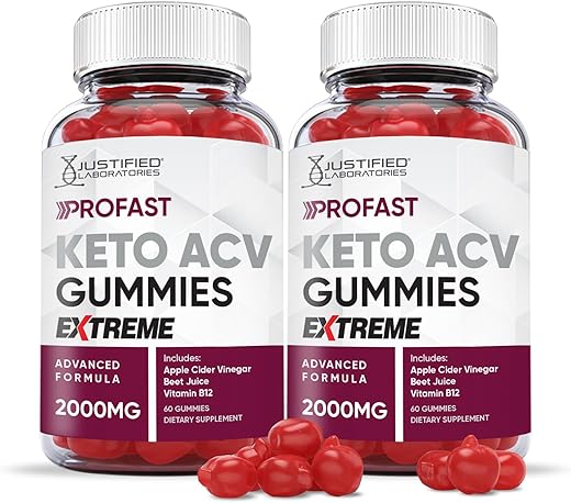Justified Laboratories - (2 Pacotes) Gomas de ProFast Keto ACV Fórmula Extrema 2000MG Pro Fast Vegan Non GMO com Suco de Romã Beterraba B12 120 Gummys