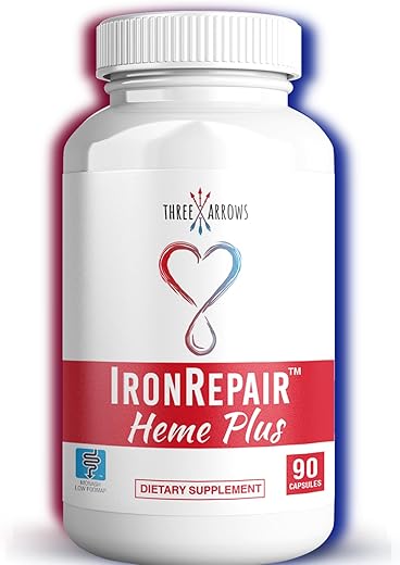 Three Arrows - Suplemento de Ferro Reparador PLUS, Melhor Absorção Suave no Estômago, Monash Low FODMAP, Aumenta Hemoglobina