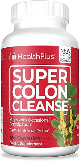 Health Plus - Super Colon Cleanse 500mg 120 Cápsulas – Limpeza Intestinal Potente