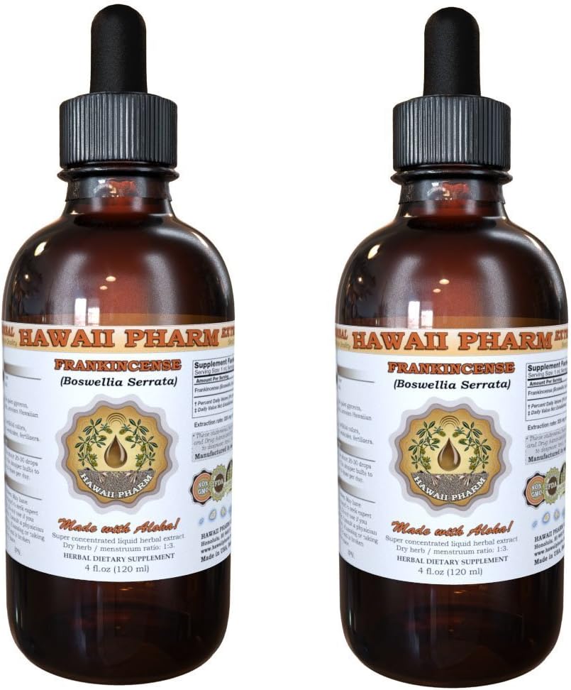 Hawaii Pharm - Frankincense Líquido Extrato, Pó de Resina de Frankincense (Boswellia Serrata) Tintura 2×2 ml