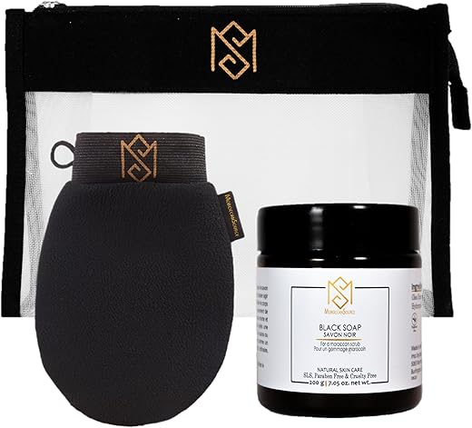 MS - Luva Esfoliante Kessa Mitt – Removedor de Pele Morta e Limpeza Profunda dos Poros – por MoroccanSource (conjunto de 3 peças)
