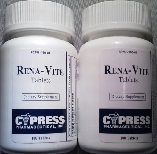 Cypress Pharmaceutical - Rena-Vite: 100 Comprimidos por Frasco (2 Frascos) – Fórmula Potente para Saúde e Vitalidade