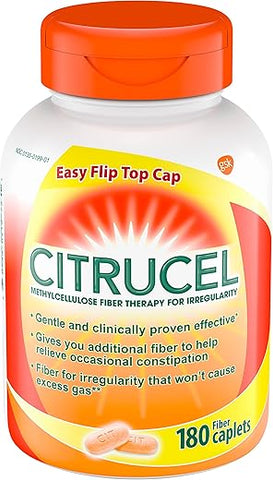 CITRUCEL - Citrucel Fiber Therapy Caplets – 180 Unidades, Fácil de Engolir, Methylcellulose para Irregularidade
