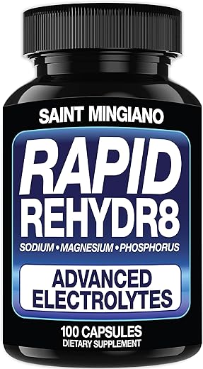 Saint Mingiano - Suplemento Eletrolítico Rapid Rehydr8 100 Cápsulas – Auxilia na Prevenção de Cãibras e Apoia a Resistência Muscular e Recuperação – 100 Cápsulas Fáceis de Engolir