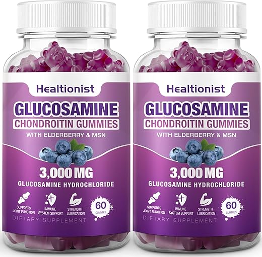 Healtionist - Gomas de Glucosamina e Condroitina 3000mg em 2 Embalagens com MSM