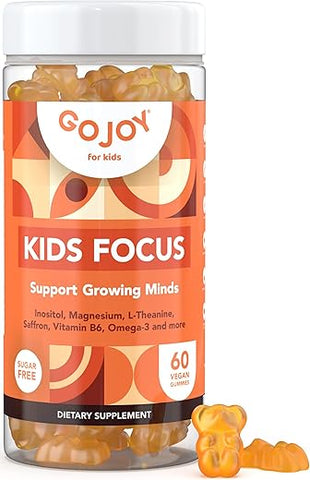 GOJOY NATURALS - Kids Focus Gummies – Foco 7-em-1 para Crianças | Suplemento de Concentração | 60 gummies