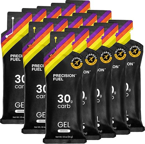 Precision Hydration - Géis Energéticos Precision Fuel 30 – Sabor Suave e Neutro para Atletas de Resistência, 30g de Carboidratos, Fácil Digestão, Ideal para Corrida