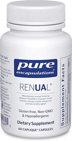 Renual | Suplemento Urolitina A | Suporte para Função Muscular, Produção de Energia Celular, Saúde Mitocondrial e Envelhecimento Saudável* | 60 Cápsulas Caplique - Pure Encapsulations