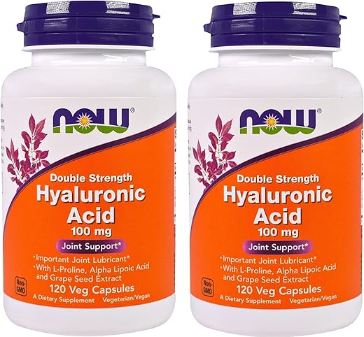 NOW Foods - Now Foods – Ácido Hialurônico 100 mg – 120 Cápsulas Vegetais (Pacote com 2) | Comprar Online | Saúde e Beleza