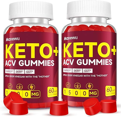 Manewu - Keto ACV Gummies – Gomas de Vinagre de Maçã Orgânico com Mãe – 1500mg – Sem Glúten, Vegano, Não-OGM – Feito nos EUA