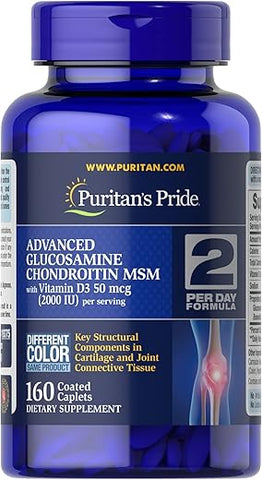 Puritan's Pride - Puritan’s Pride – Glucosamina Condroitina com Vitamina D3, 160 cápsulas – Forte Triplo – Compre Agora!