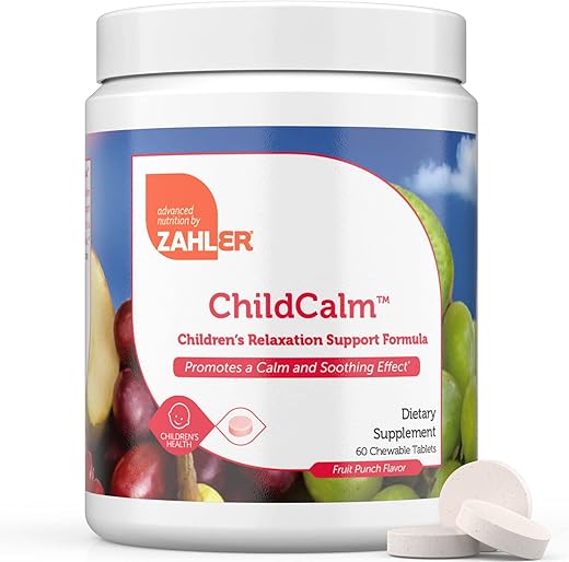 ChildCalm – Magnésio Mastigável de Frutas Cítricas Cacher para Crianças – Calma Natural, Suporte ao Humor e Relaxamento – Suplemento de Magnésio Calmante para Crianças, 60 Comprimidos - Zahler