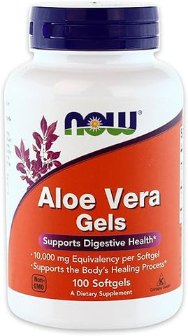 NOW Foods - NOW Aloe Vera Géis, 10000mg, 100 Softgels (Pacote com 3) – Aloe Vera 100% Natural, Alto Teor de Nutrientes