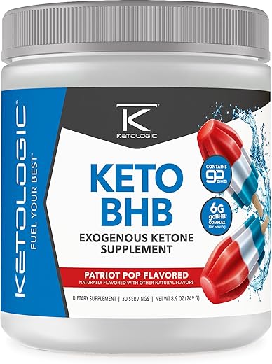 Keto BHB – Patriot Pop Flavor | 30 Porções – Suplemento de Cetonas Exógenas com goBHB, Sais de Beta-Hidroxibutirato | 30g - Ketologic