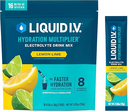 Hydration Multiplier – Limão Lima – Sachês de Pó Hidratante | Mistura de Bebida Eletrolítica | Embalagem Individual de Fácil Abertura | Não-OGM | 1 Pacote (16 Porções) - Liquid I.V.