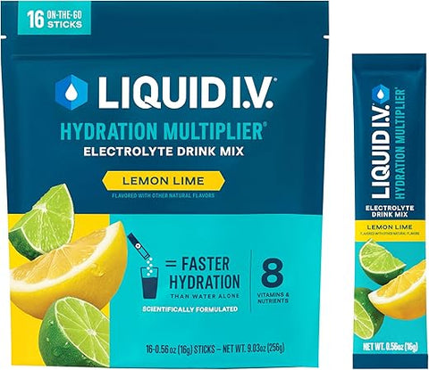 Hydration Multiplier – Limão Lima – Sachês de Pó Hidratante | Mistura de Bebida Eletrolítica | Embalagem Individual de Fácil Abertura | Não-OGM | 1 Pacote (16 Porções) - Liquid I.V.