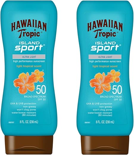 Protetor Solar Hawaiian Tropic Island Sport, Ultra Leve, Alta Proteção, FPS 50, 240 ml
