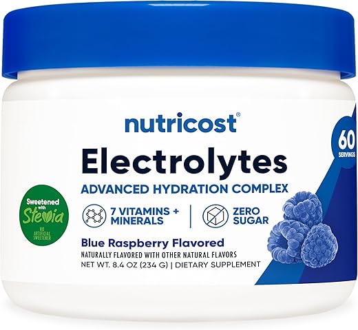 Complexo de Eletrólitos em Pó (60 Porções, Sabor Framboesa Azul) – Bebida Hidratante com Vitaminas e Minerais | Nutricost - Nutricost