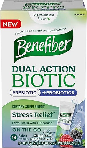 Dual Action Biotic Alívio do Estresse – 18 sachês  Benefiber - Benefiber