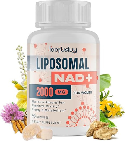 IcarusIvy - 2000MG Liposomal NAD para Mulheres – Suplemento NAD com Ashwagandha, Maca e Black Cohosh | Marca em Destaque