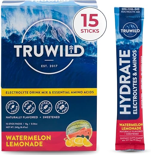 Pó Hidratante Natural Individual Zero Açúcar – Vegan Eletrólitos Aminoácidos – Bebida de Recuperação para Uso Diário – Suporte Muscular Pós-Treino - TruWild