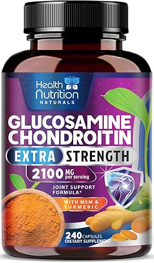 Health Nutrition Naturals - Suplemento Complexo MSM com Glucosamina, Condroitina, Cúrcuma, Boswellia e Quercetina para Articulações, Costas, Mãos, Ossos e Joelhos – Marca em Destaque