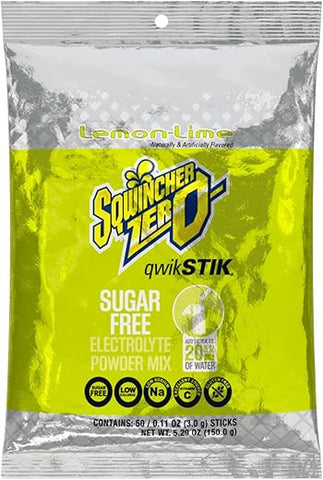 Sqwincher Zero - Qwik Stik Zero Limão-Lima, 50 Sticks/Bolsa – Marca em Destaque