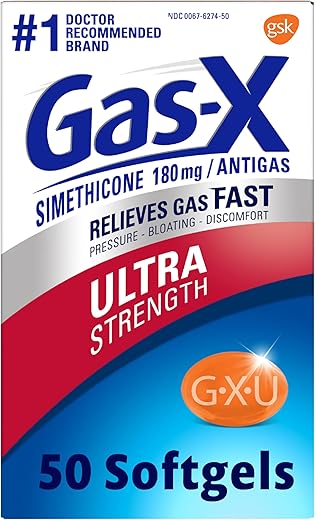 Ultra Strength Alívio de Gases em Cápsulas Softgels com Simeticona 180 mg para Alívio de Inchaço – 50 Unidades - Gas-X