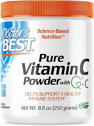 Doctor's BEST - Vitamina C em Pó Doctor’s Best com Q-C, Sistema Imunológico Saudável, Cérebro, Olhos, Coração e Circulação, Articulações, Origem Escócia, 250g
