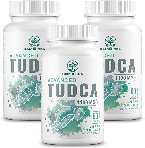 Sambugra - TUDCA 1100mg para Limpeza, Desintoxicação e Reparo do Fígado – Suplemento Avançado de TUDCA, Bile Salt de Ultra Força para o Fígado – 180 Cápsulas (Pacote com 3)