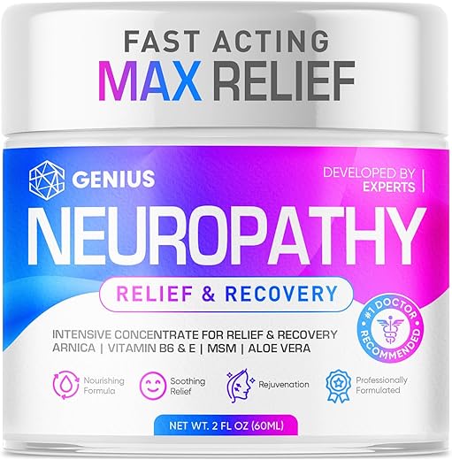 GENIUS CURE - Creme GENIUS para Alívio de Nervos Neuropáticos com Arnica e Vitamina B6 – Máxima Potência para Pés, Mãos, Pernas, Dedos – Alívio Soothing e Eficaz