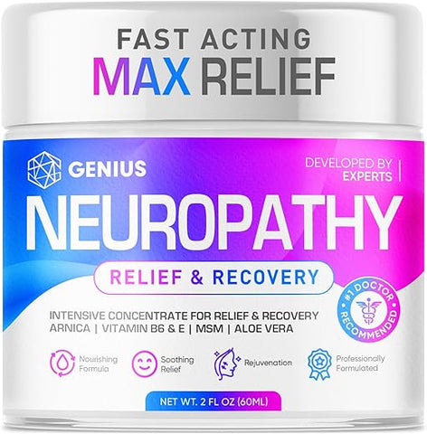 GENIUS CURE - Creme GENIUS para Alívio de Nervos Neuropáticos com Arnica e Vitamina B6 – Máxima Potência para Pés, Mãos, Pernas, Dedos – Alívio Soothing e Eficaz