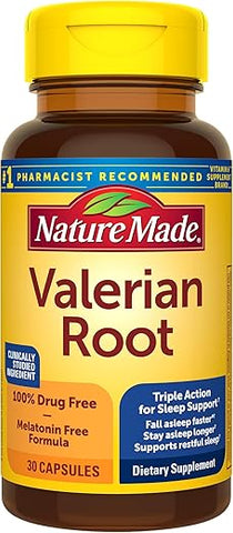 Raiz de Valeriana para Suporte ao Sono, Auxílio para Dormir sem Melatonina para Adultos, 30 Cápsulas de Raiz de Valeriana, Suprimento de 30 Dias - Nature Made