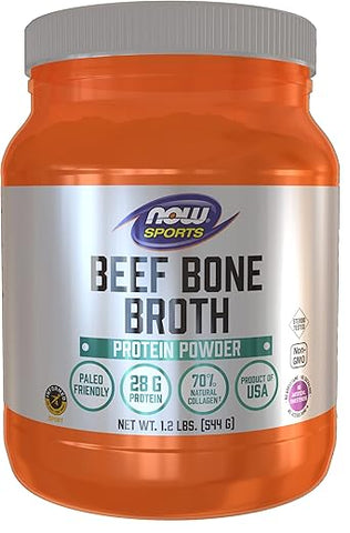 Sports Nutrition: Pó de Caldo de Osso de Carne Bovina Premium, Extrato de Osso de Carne Bovina de Alta Qualidade, 1,2 Libras (550g) - NOW Foods