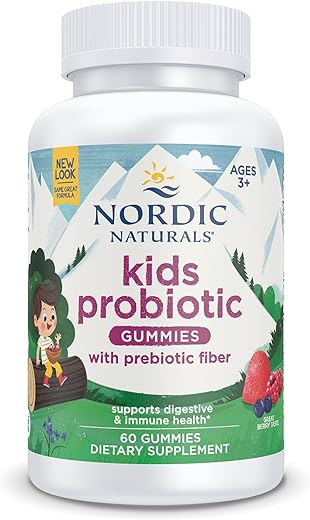 Kids Nordic Flora Probiotic Gummies – Merry Berry Punch – 60 Gummies – 1,5 Bilhões de UFC - Nordic Naturals