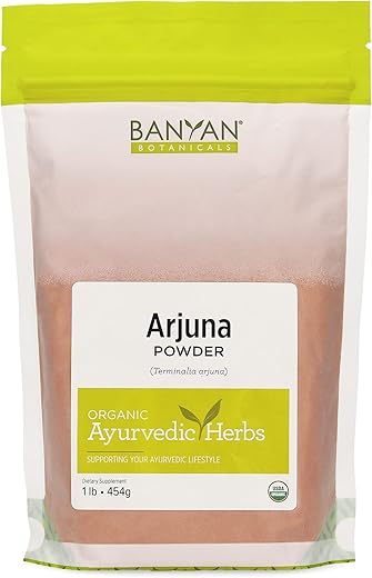 Arjuna em Pó Orgânico – Pó de Casca de Arjuna (Terminalia Arjuna) – Suplemento Tradicional de Ervas para a Função Cardíaca Adequada* – 454 g – Não-OGM, Sustentável - Banyan Botanicals