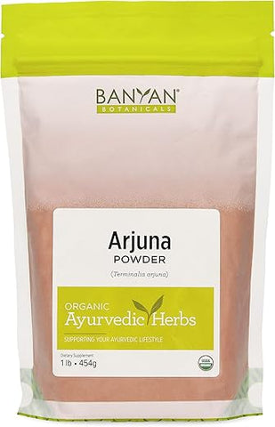 Arjuna em Pó Orgânico – Pó de Casca de Arjuna (Terminalia Arjuna) – Suplemento Tradicional de Ervas para a Função Cardíaca Adequada* – 454 g – Não-OGM, Sustentável - Banyan Botanicals