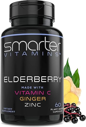 SmarterVitamins - Cápsulas de Sabugueiro Inteligentes com Vitamina C e Gengibre – Marca Smarter