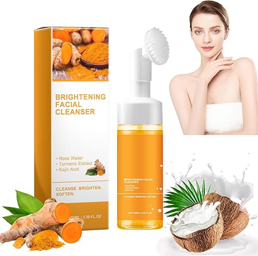 TRIMAKESHOP - Cleanser Facial de Cúrcuma, Sabonete Facial de Cúrcuma, Espuma de Limpeza Facial de Cúrcuma para Todos os Tipos de Pele