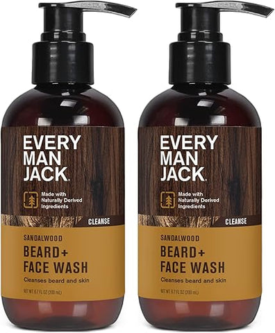 Sabonete para Barba e Rosto, Fragrância de Sândalo, 200mL (Pack com 2) - Every Man Jack