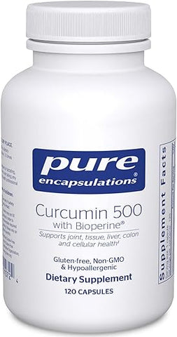 Curcumin 500 com Bioperine – Suplemento Antioxidante para Suporte a Articulações, Tecidos, Fígado e Cólon – Marca Pure Encapsulations - Pure Encapsulations