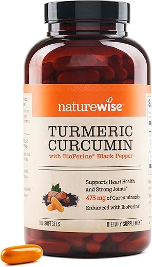 Curcumin Turmeric 500mg – Extra Forte, Absorção Aprimorada – 95%% Curcuminoides – Comprimido de 500mg – Marca NatureWise - NatureWise