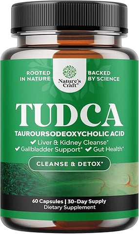Natures Craft - Suplemento Avançado de Bile Salt TUDCA – TUDCA Extra Forte 500mg por Porção – Suporte para Vesícula Biliar, Rim e Fígado – Ácido Tauro Ursodesoxicólico de Alta Pureza Liver