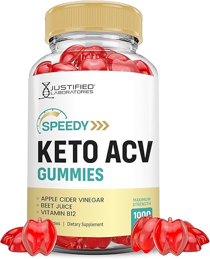 Justified Laboratories - Speedy Keto Gummies ACV 1000MG Fórmula Avançada – Maçã, Romã, Beterraba, B12 Vegan Non GMO 60 Gummys (60 Unidades)