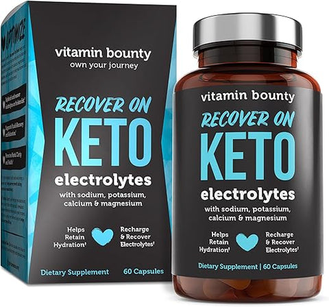 Recover On Keto – Suplementos Keto, Cápsulas de Eletrólitos, Suplemento de Eletrólitos, Vitaminas Keto, Hidratação Sem Açúcar, Aumenta Energia, Treino - Vitamin Bounty