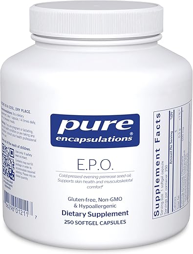 E.P.O. Óleo de Prímula da Noite | Suplemento Dietético Hipoalergênico com 9% GLA | 250 Cápsulas Softgel - Pure Encapsulations